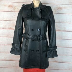 Bagatelle Leather Trench Coat Double Breasted